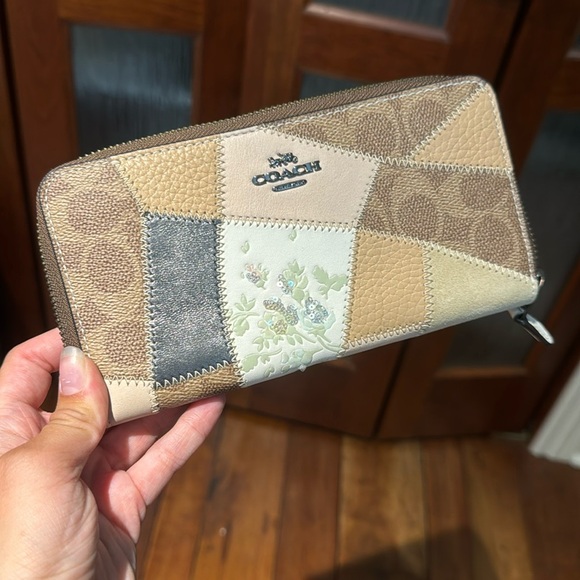 Coach patchwork suede & sequins zip wallet - 12 card slots (EUC) - Picture 1 of 4